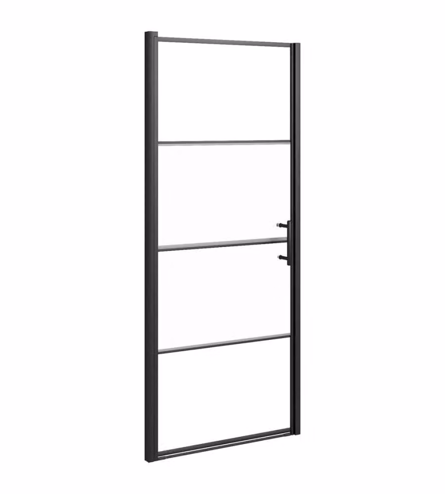 Parete Doccia vidaXL in Vetro Temperato Semi Smerigliato, Rettangolare, Nero, L: 81 cm, H: 195 cm – 2