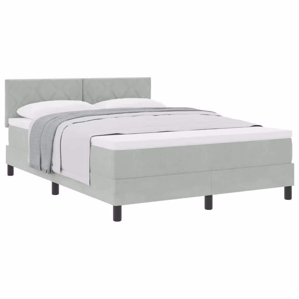 Letto matrimoniale moderno vidaXL con testiera in velluto grigio, L/P/H: 140 x 200 x 103 cm – 2