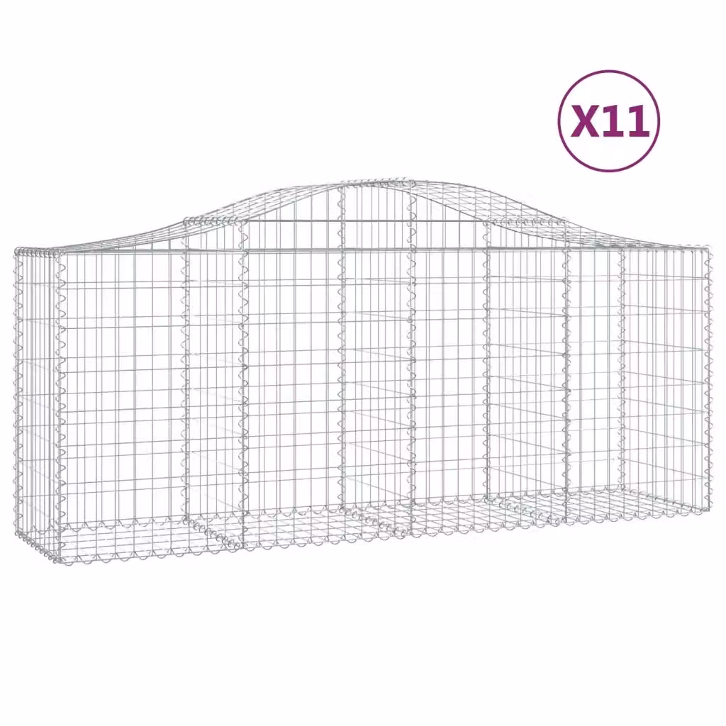 Set di 11 Cesti Gabbioni ad Arco vidaXL in Acciaio Zincato Argento L: 200 cm, P: 50 cm, H: 80-100 cm – 2