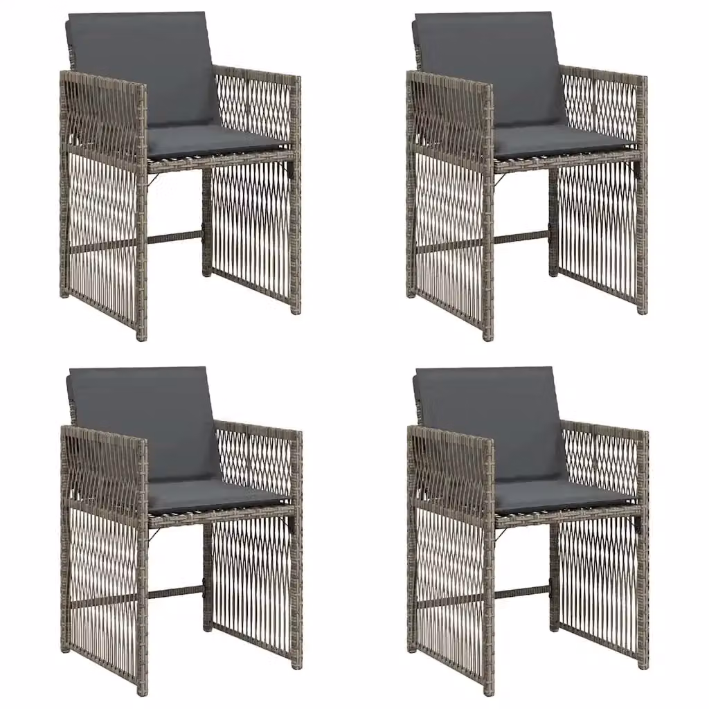 Set di 4 sedie da giardino vidaXL in polyrattan grigio con cuscini e braccioli – 2