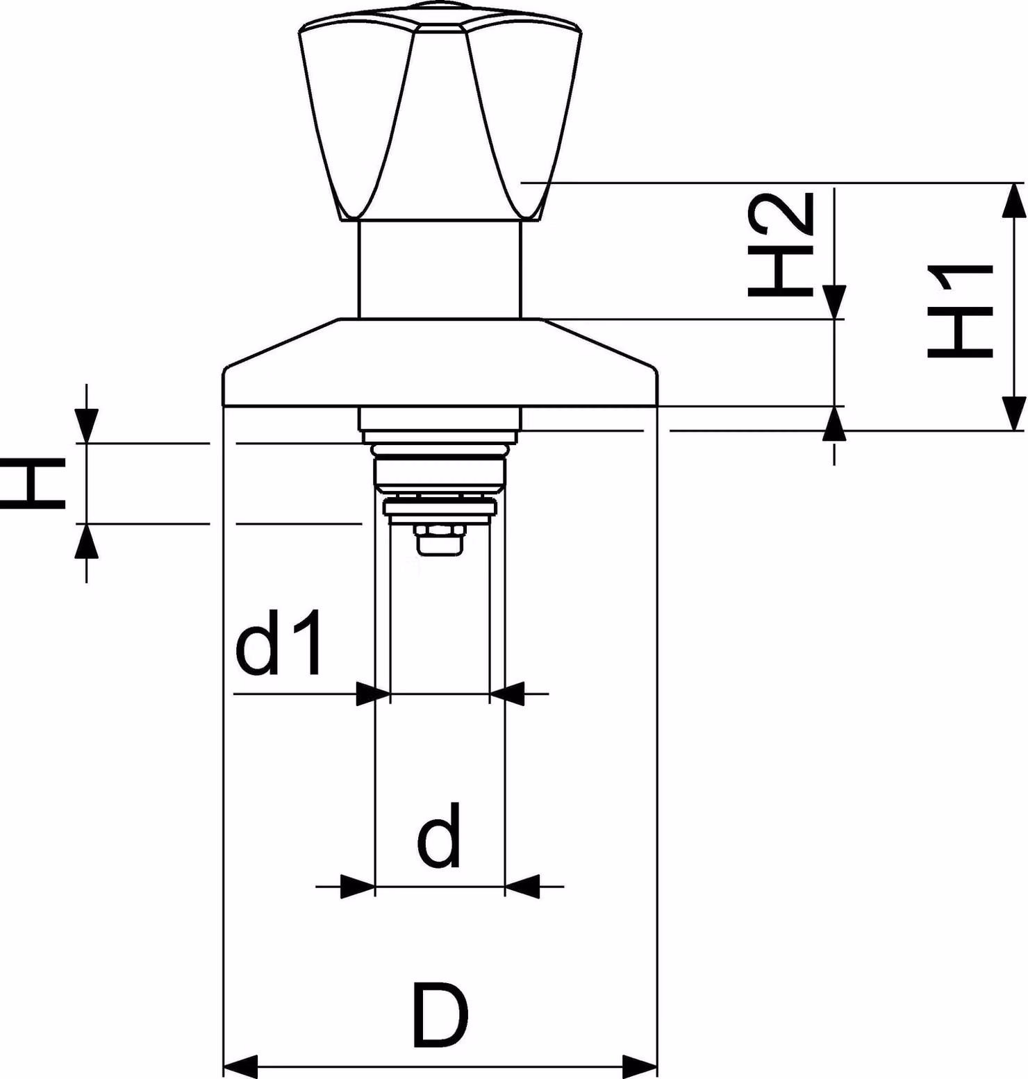 Js Unterputzventil-Oberteil 3-Kt.gr.,Huelse,Ros.,Dn15,1/2",Cr