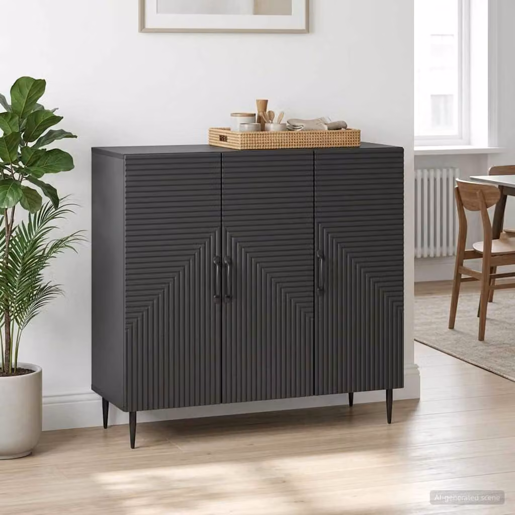 Credenza moderna vidaXL in legno MDF nero L: 89 cm, P: 34,5 cm, H: 80 cm