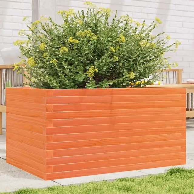 Fioriera da giardino vidaXL in legno massello marrone L: 90 cm, P: 60 cm, H: 46 cm