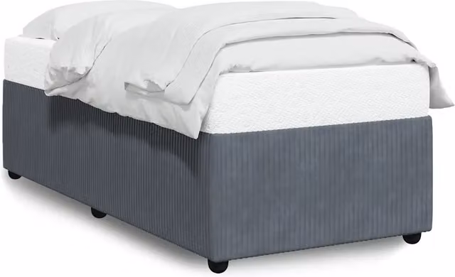 Letto singolo per adulti in velluto grigio scuro con struttura imbottita e doghe in legno L/P/H: 90 x 190 cm – 1