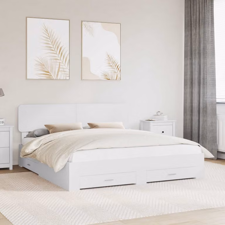 Struttura del letto con cassetti vidaXL in legno ingegnerizzato bianco, L 180 x P 200 cm