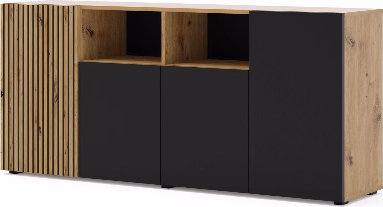 FURNLUX Credenza Auris Beige e Nero 180cm / Colore principale: Marrone / Dimensioni: 180 x 82 x 42 cm