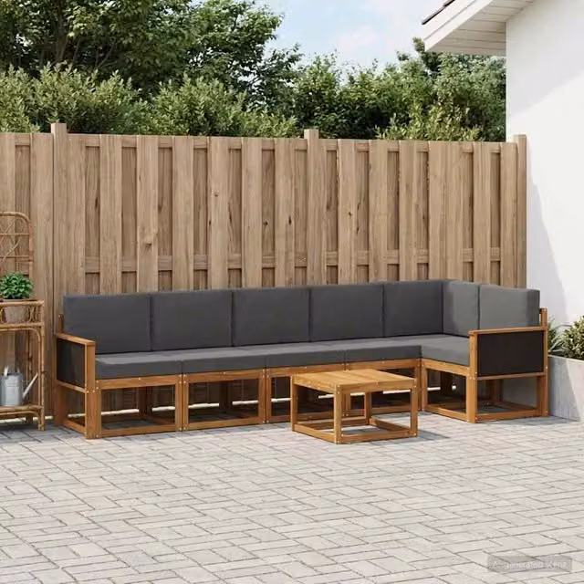 Set di divani da esterno 7 pz Naturale e Antracite Poliestere 3385263