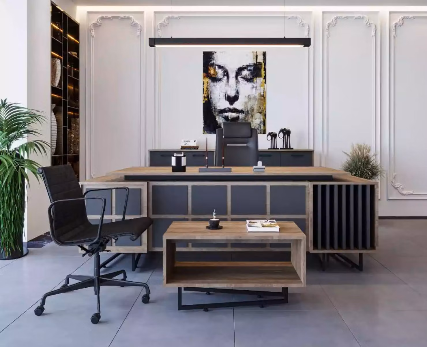 Chef Büro Möbel Set Schreibtisch Couchtisch Aktenschrank Tisch 3tlg. Sets