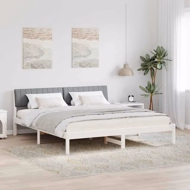 Struttura del letto-Giroletto-Rete del Letto Bianco e grigio chiaro 180 x 200 cm 778194