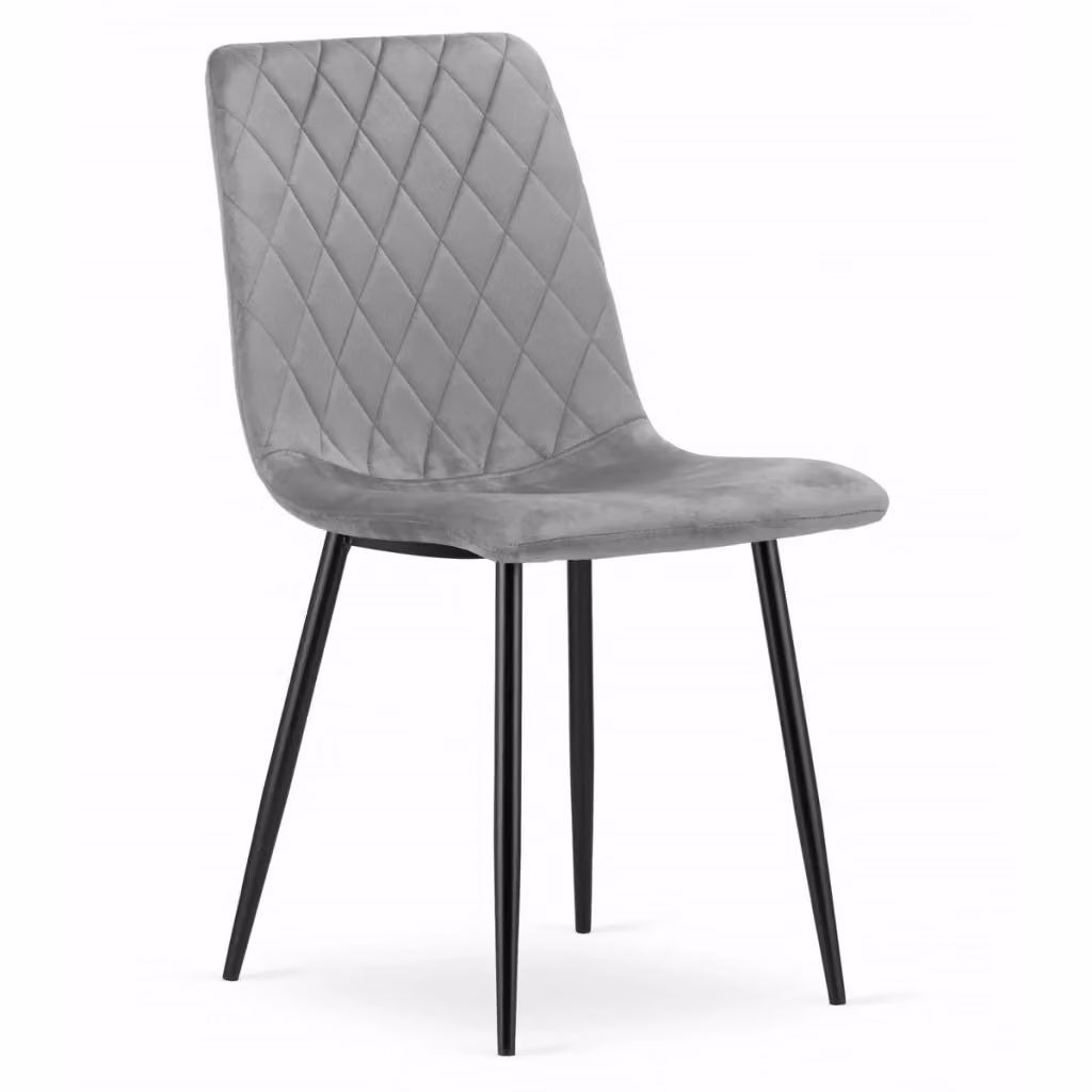 Set di 4 sedie moderne Kendra Home in velluto grigio con struttura in metallo nero – 2