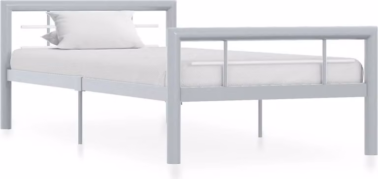 The Living Store Struttura letto in metallo grigio e bianco 100 × 200 cm