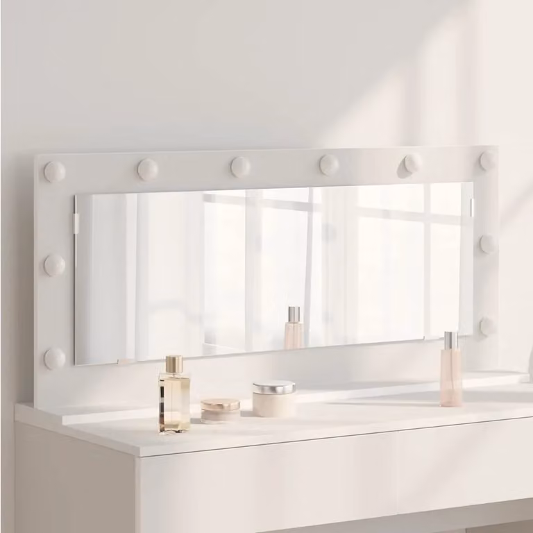 vidaXL Specchio da Vanità Rettangolare con Luce LED Bianco L: 100 cm, P: 45 cm, H: 18 cm
