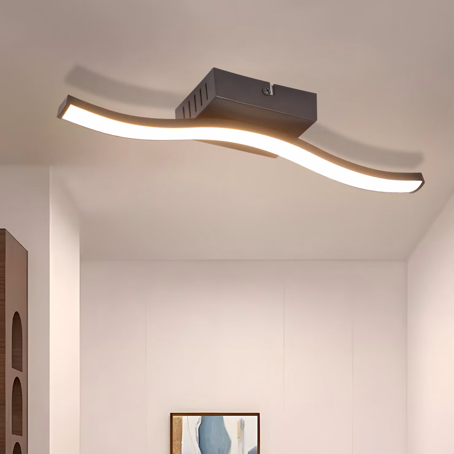 ZMH Lampada da soffitto a LED Lampada da corridoio 6W 3000K Lampada da soffitto nera Lampada da camera da letto Lampada da cucina Lampada da interno Onde Bianco caldo Illuminazione da soffitto