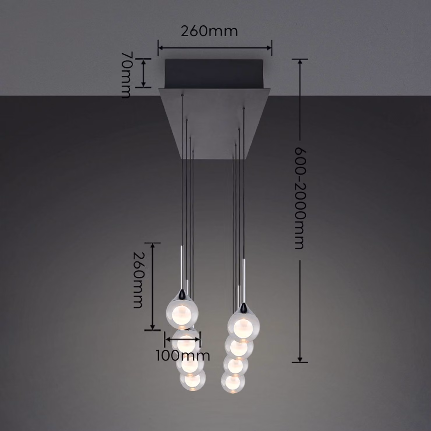 Trio Lighting Lampada a sospensione Calista, dimmerabile, Cromo / Argento, Soggiorno / Sala da pranzo, Metallo, Moderno, Lampada a sospensione