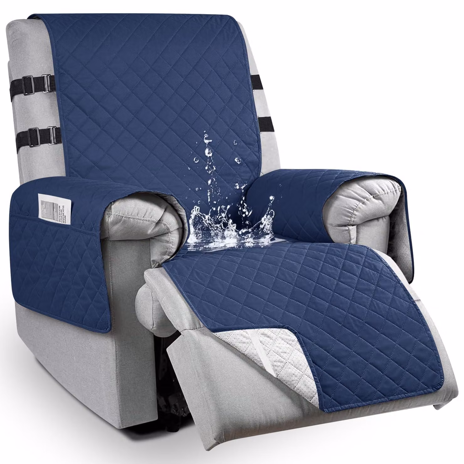 Elzusha - Copripoltrona impermeabile con braccioli e tasche - Blu S