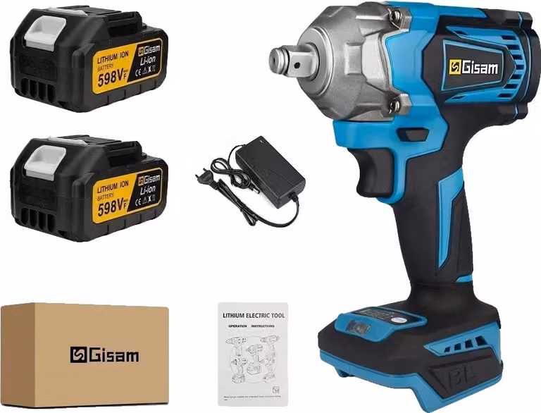 Avvitatore elettrico a impulsi, coppia di 1200NM, motore brushless, 2 pacchi batteria