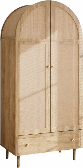 Armadio moderno in MDF con cassetti interni e barra appendiabiti per camera da letto, colore rovere, L: 79 cm, P: 50 cm, H: 175 cm – 1