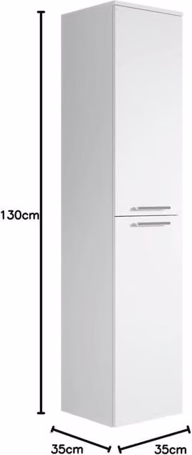 Cassettone per Bagno Alto 130 cm con Pannelli - Cassetto Bianco per Bagno