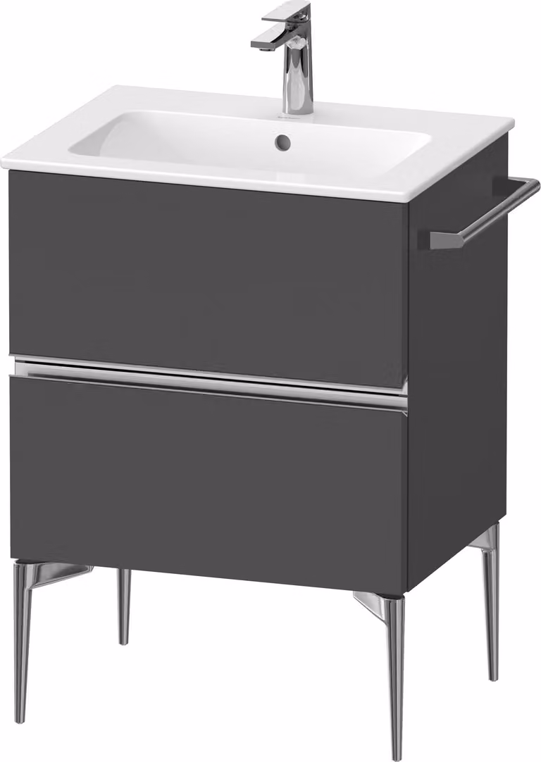 Duravit Sivida bâti-support pour lavabo, 2 tiroirs, poignée profilée chromée, 610x477x591mm, pour ME by Starck, SV4643010490000, SV4643010490000