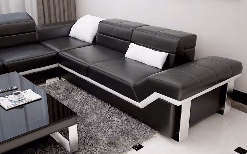 Ledersofa Sofa Couch Wohnlandschaft Ecksofa Garnitur Design Modern Sofa K5007B