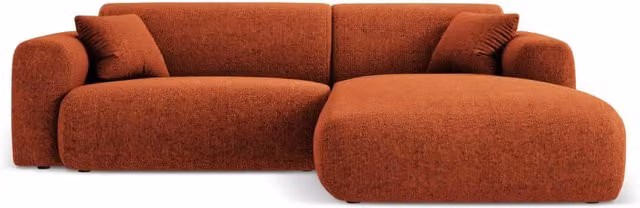 Divano angolare destro Nolio Cosmopolitan Design a 4 posti in ciniglia color arancione L: 235 cm, P: 170 cm, H: 72 cm – 1