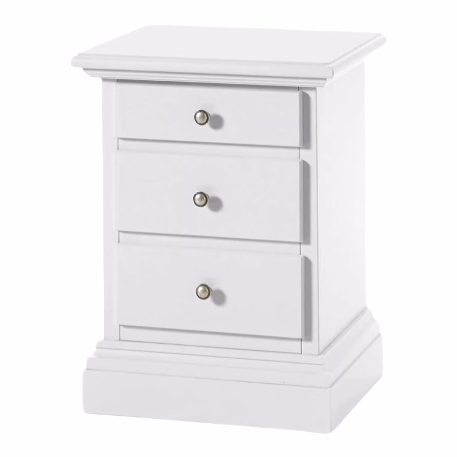 Comodino classico shabby chic con 3 cassetti Mobili 2G bianco L: 50 cm, P: 38 cm, H: 65 cm