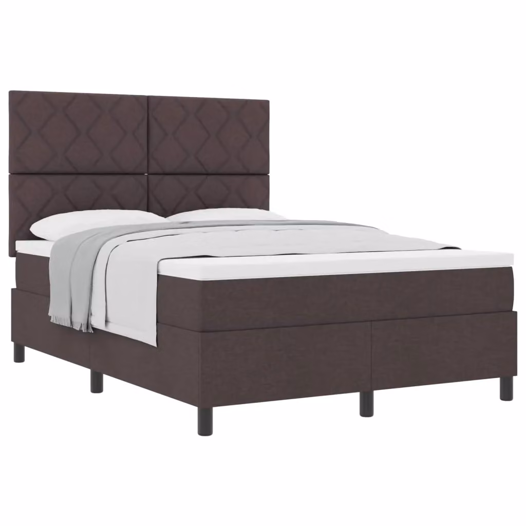 Letto a molle con testiera vidaXL in tessuto marrone con molle a tasche L: 160 cm, P: 200 cm – 2