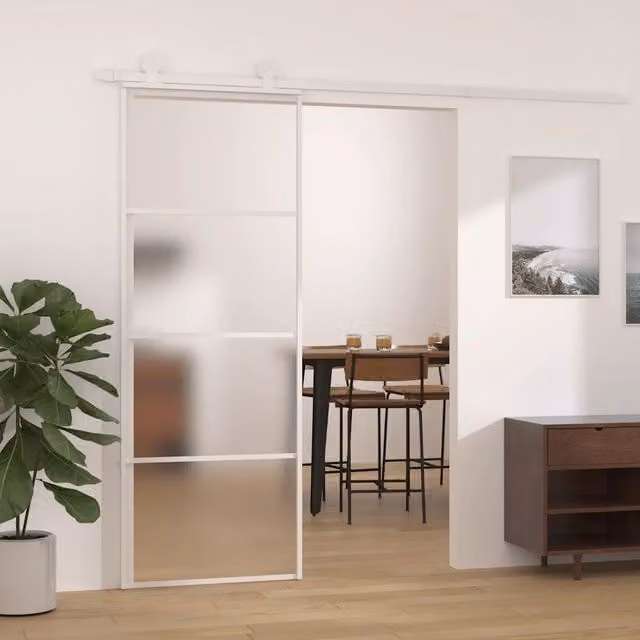 Porta Scorrevole in Vetro e Alluminio vidaXL Bianca L: 76 cm, H: 205 cm – 1