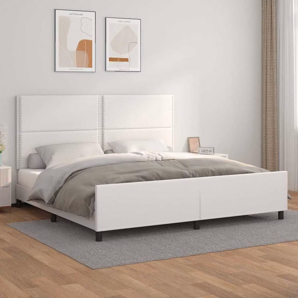 vidaXL Giroletto con Testiera in Similpelle Bianco 200x200 cm