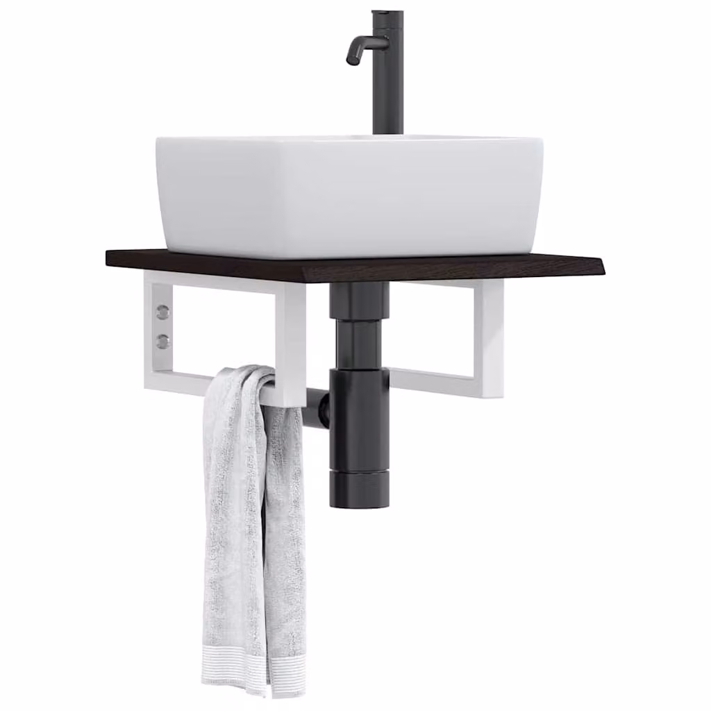vidaXL Ripiano a Parete per Lavabo in Acciaio e Rovere per Bagno Moderno