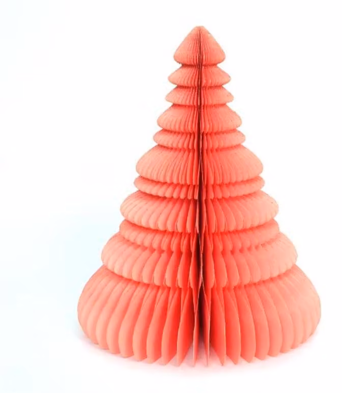 Albero di Natale in cartoncino alveolato, color rosa, altezza 30 cm