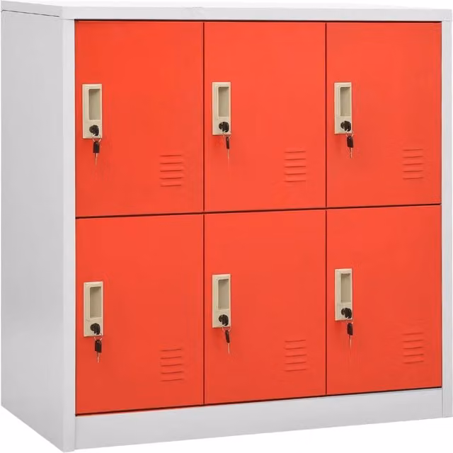 Set di 5 armadietti per chiavi vidaXL in acciaio, grigio e rosso, L/P/H: 90 x 45 x 92,5 cm