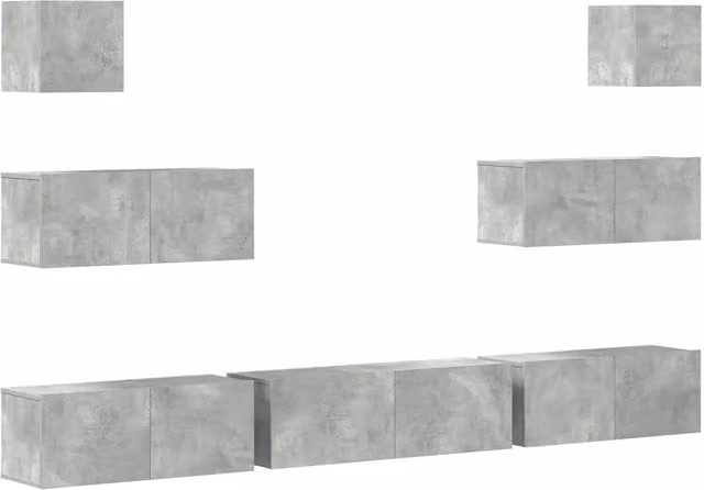 Set di Mobili Porta TV 7 pz | Armadietto TV | Mobile Porta TV Grigio Cemento in Legno Multistrato