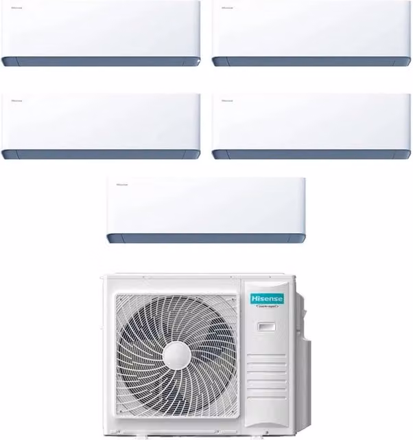 Condizionatore Hisense Penta Split UNI HB 7+7+7+9+9 con Wi-Fi Integrato, Colore Bianco, Classe Energetica A++