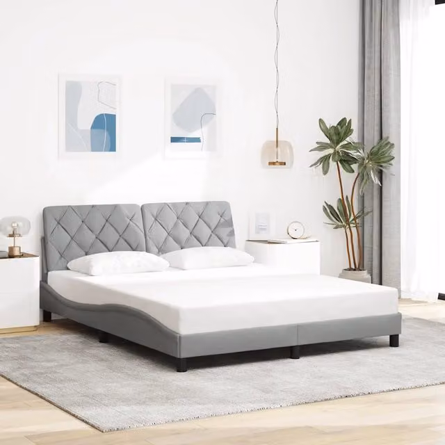 Giroletto senza Materasso-Struttura Letto Grigio Chiaro 160x200 cm Tessuto 751490