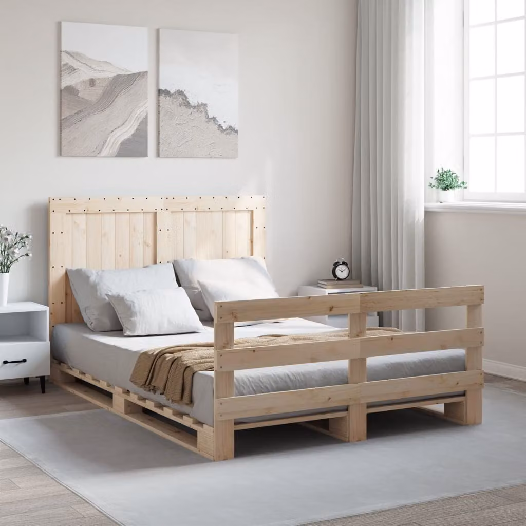 vidaXL Giroletto con Testiera in Legno Massello di Pino Marrone L/P/H: 200 x 140 x 104 cm – 1