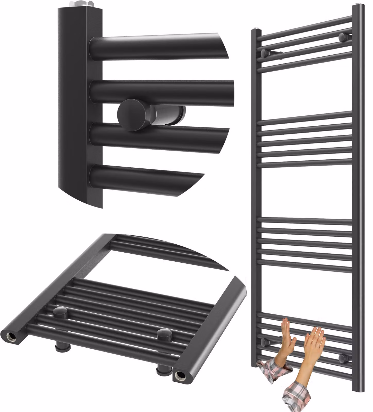 Granitan - Radiatore da bagno - Scaldasalviette - 60x130 cm - Nero - Scaldasalviette - BRENO
