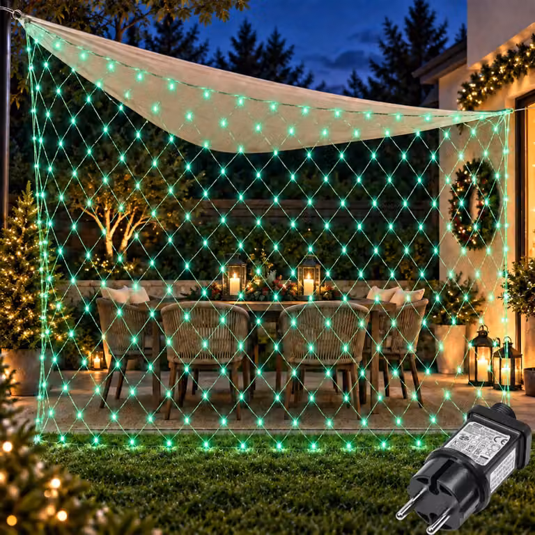3X2m 200 LED fata luci verde tenda luce 8 modalità di luce festa interna decorazione luci di Natale