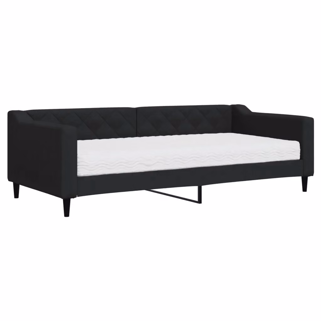 Divano Letto Moderno vidaXL in Tessuto Nero con Materasso in Schiuma L/P/H: 223 x 90 x 67 cm – 2