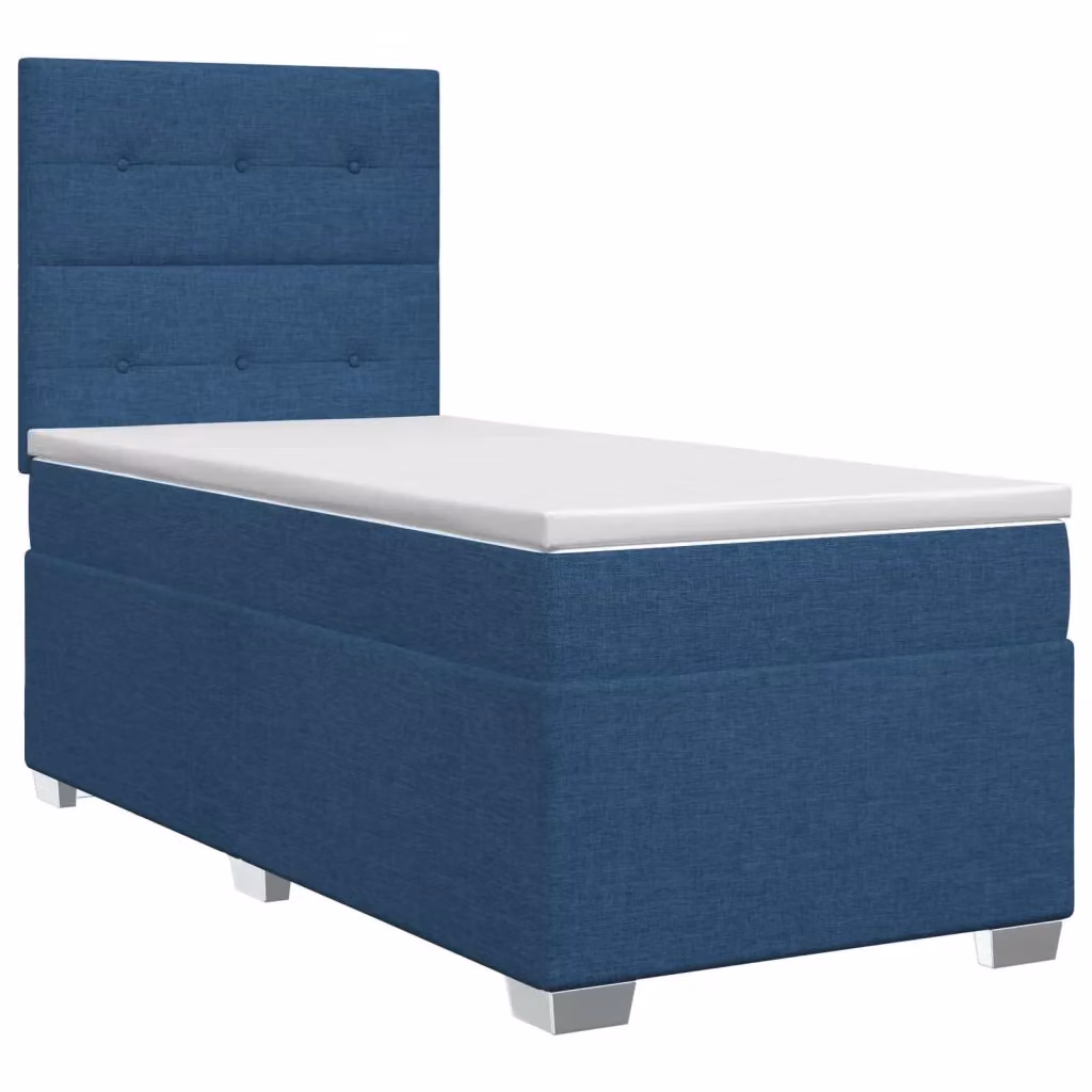 Letto box spring con materasso vidaXL in tessuto blu e bianco L: 80 cm, P: 200 cm, H: 34 cm – 2