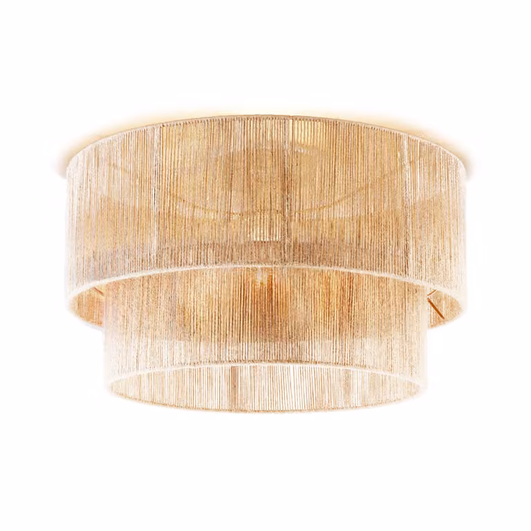 Plafoniera a soffitto Tectake in stile boho in juta e rattan, marrone e beige, attacco E27, 40W