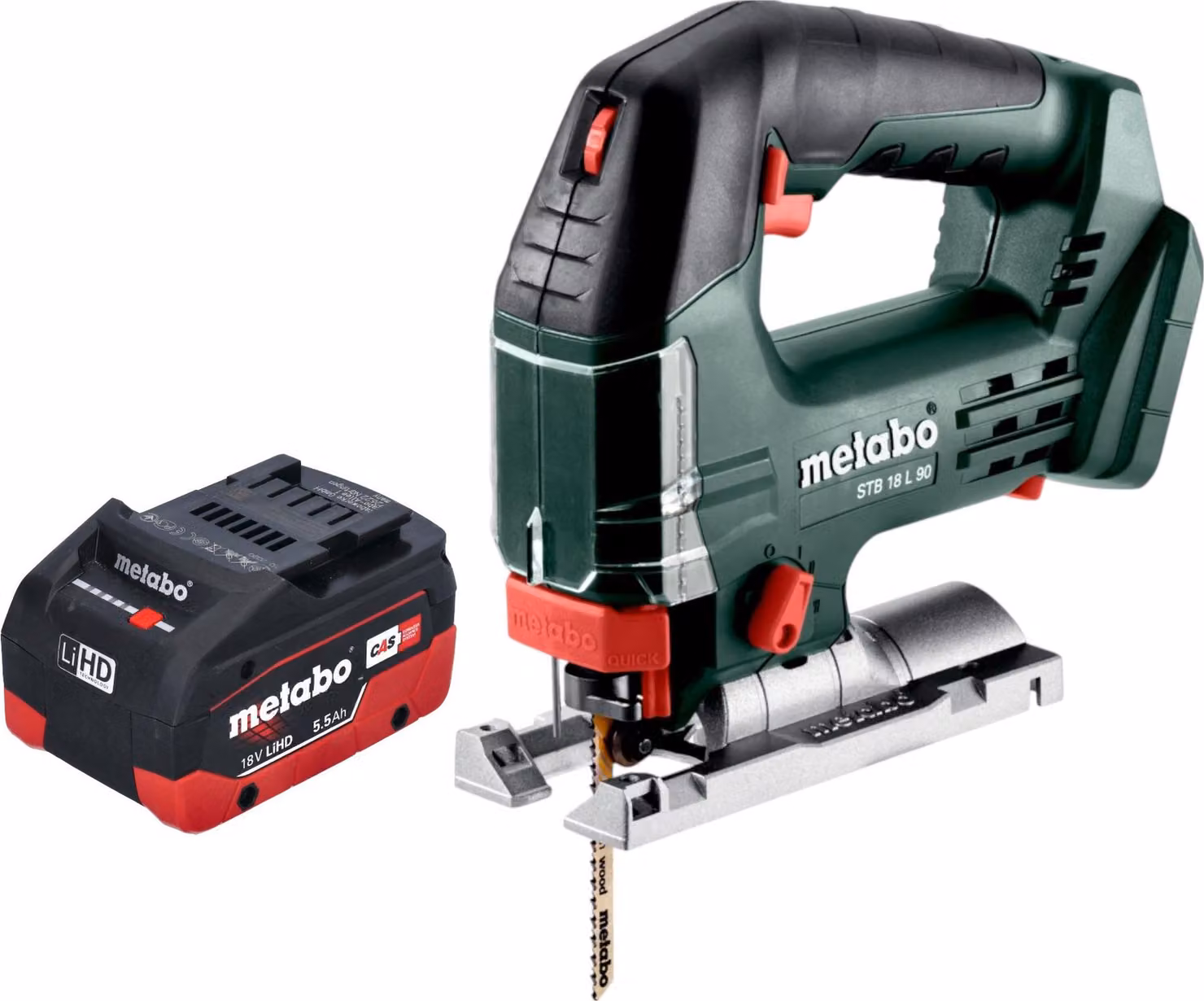 Sega alternativa a batteria Metabo STB 18 L 90 18 V 90 mm + 1 batteria LiHD 5,5 Ah - senza caricabatteria