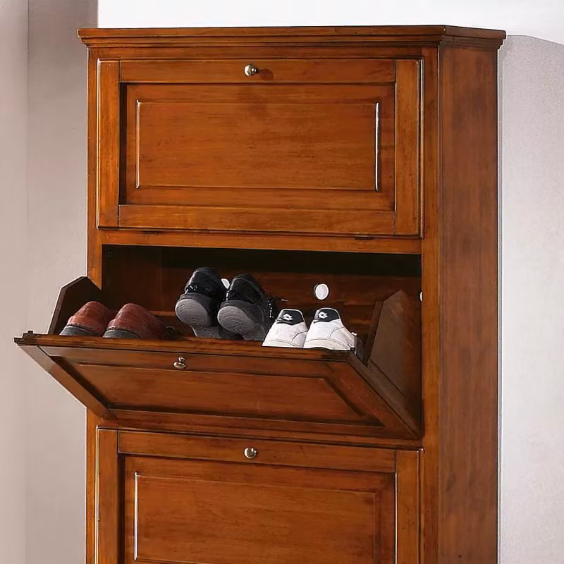 Scarpiera Mobili 2G in legno massello con 3 ante, colore noce, L: 80 cm, P: 30 cm, H: 130 cm – 3