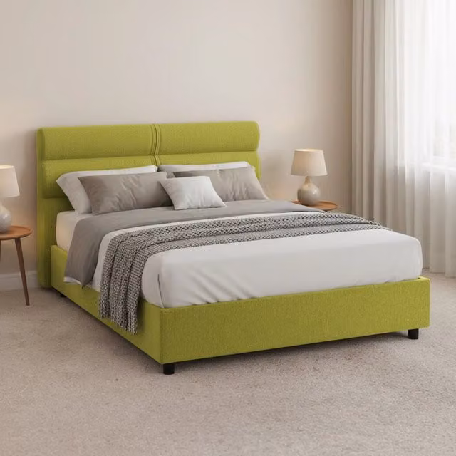 Letto Matrimoniale Briatico DMORA con Materasso Incluso, Base con Contenitore a Sollevamento, Verde e Nero, L/P: 160 x 200 cm – 1
