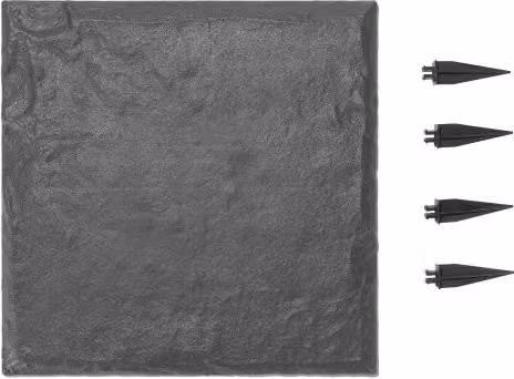 VEVOR Set di 4 Pietre Decorative da Giardino in Plastica Grigia con Picchetti, L/P: 39,5 x 39,5 cm
