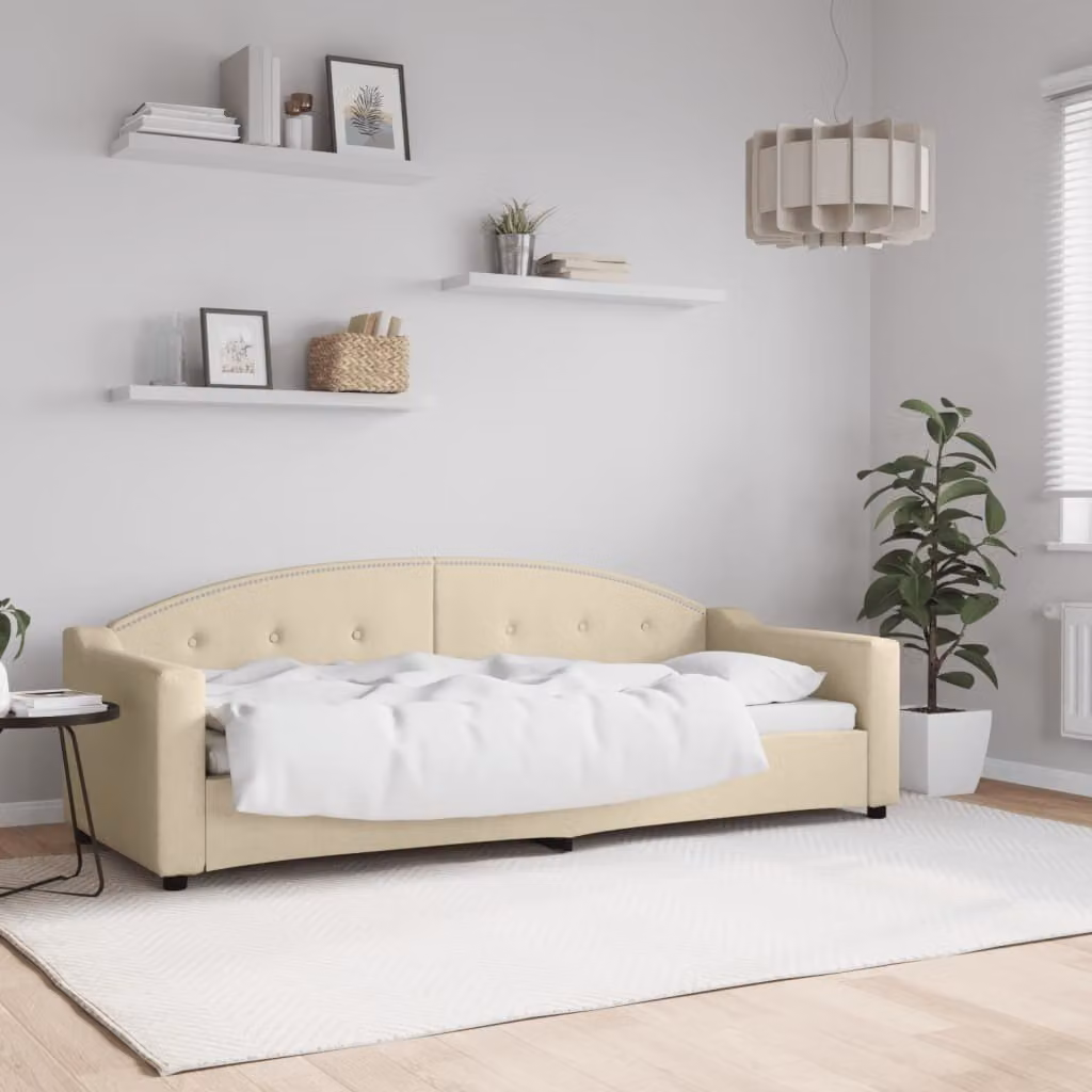 Maison Exclusive - Letto a giorno color crema, 80x200 cm, rivestito in tessuto