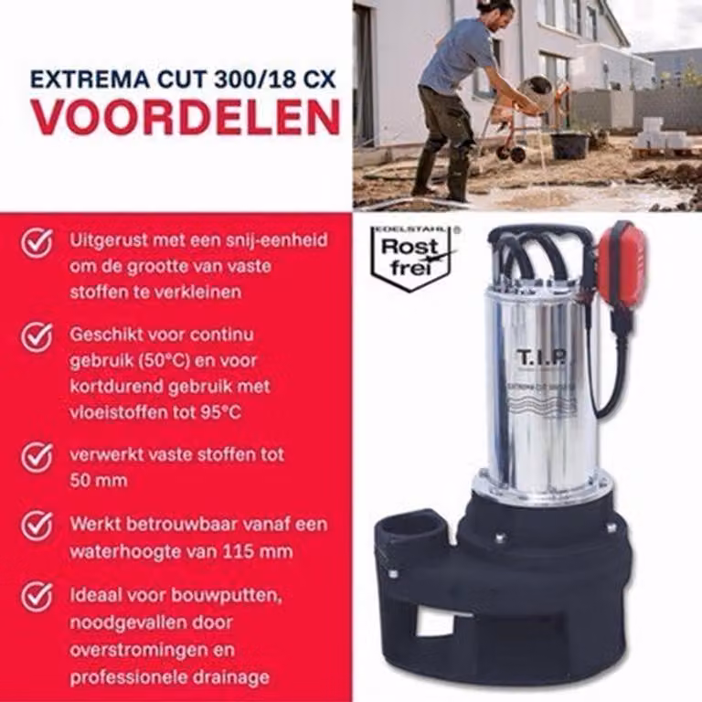 Pompa per acque sporche - 2000W - 18000 litri/ora - Dotata di sistema di taglio - Corpo in ghisa