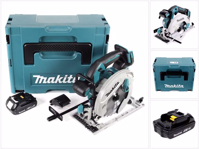 Makita DHS 680 Y1J 18V Sega circolare a batteria Ø 165mm in valigetta Makpac + 1x Batteria BL 1815 N 1,5 Ah + Caricatore rapido DC 18 RC