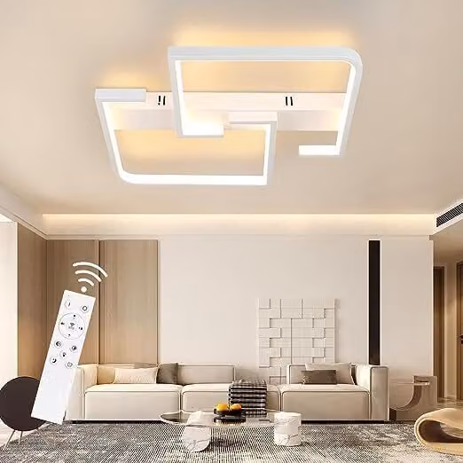 ZMH Lampada da soffitto LED Lampada da soffitto per soggiorno Dimmerabile Telecomando 45W Bianca Lampada da soggiorno in metallo Lampada da camera da letto per cucine Studio 60CM
