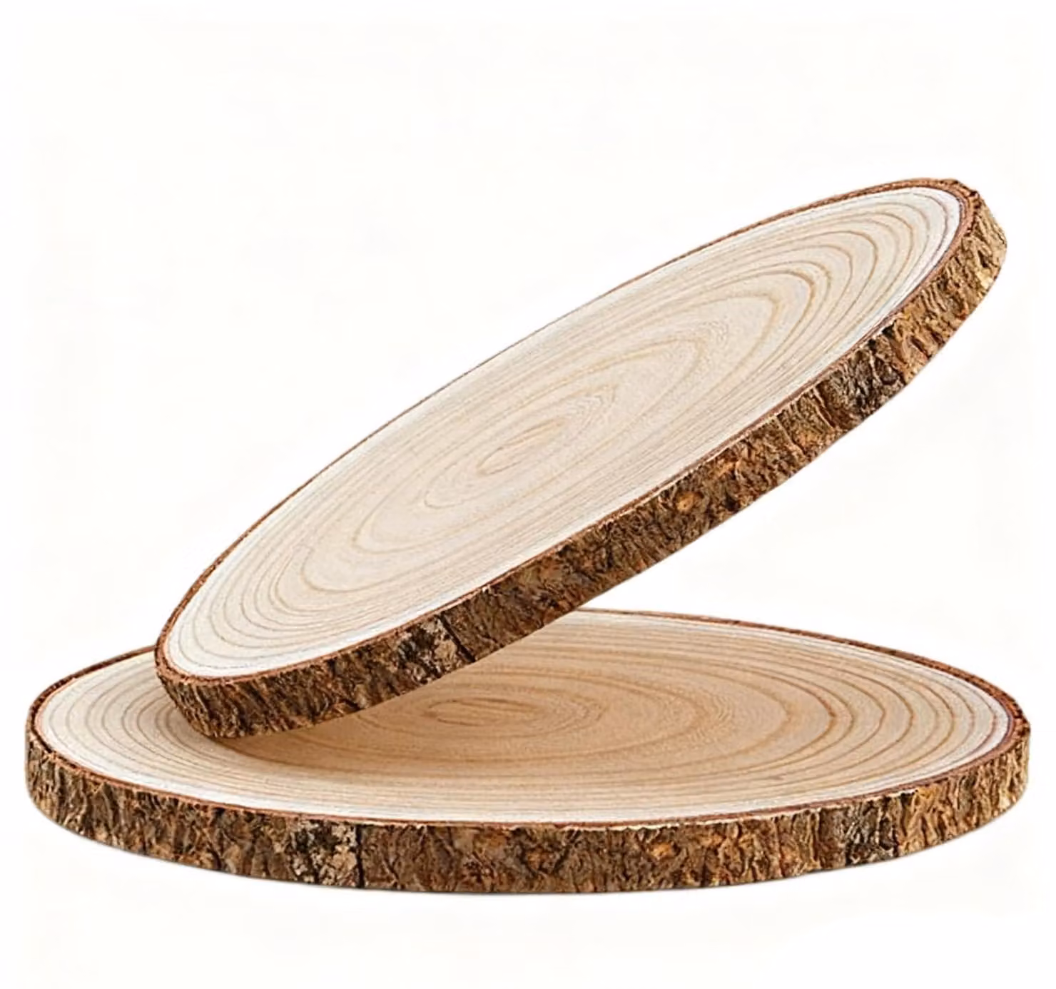 Grande decorazione in legno con corteccia - 2 pezzi - 35-38 cm